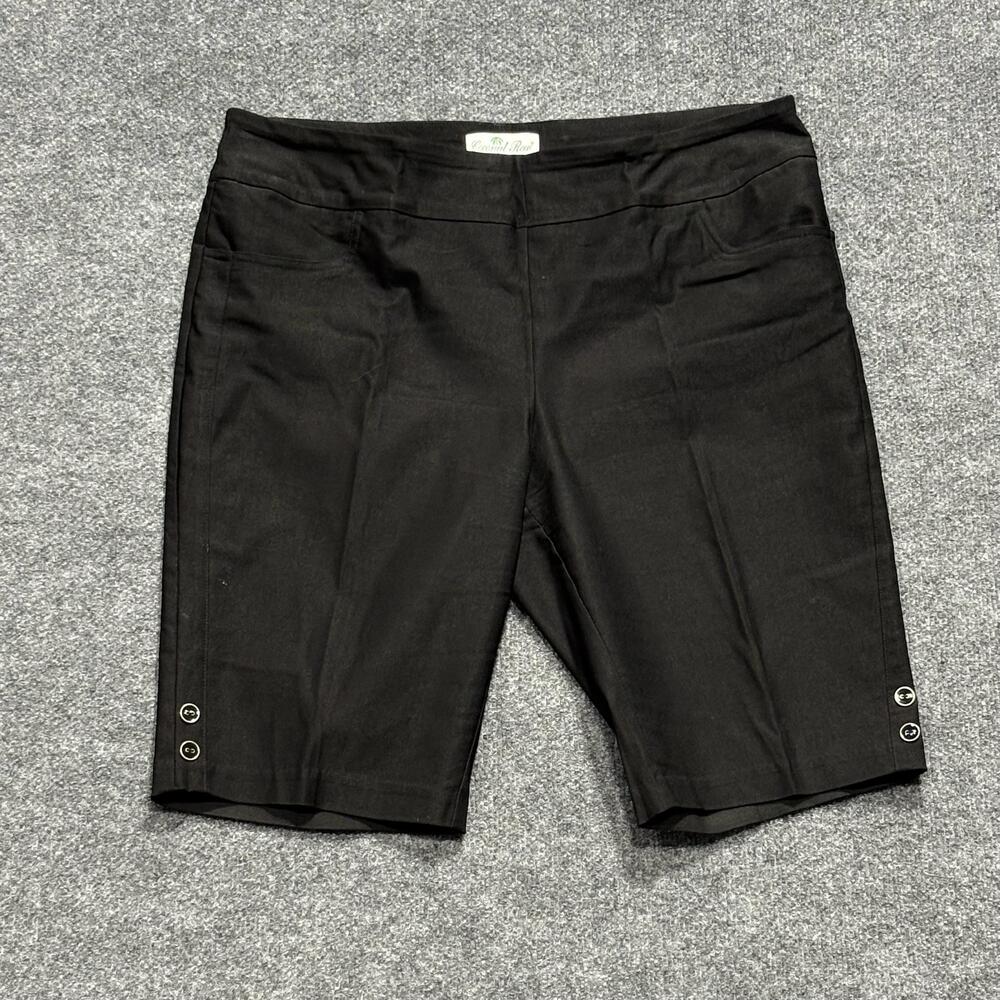 Coconut Row Shorts Womens 16P Black Bermuda Pull On Stretch Petite Knee Casual